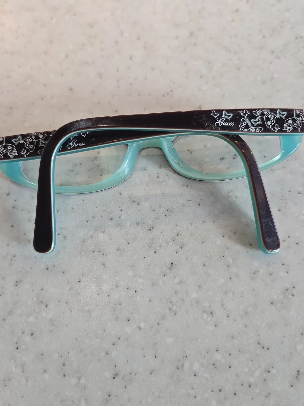 Guess GU 9048 BRN Eyeglass Frames Brown Turquoise Blue 46-16-135 Rectangle